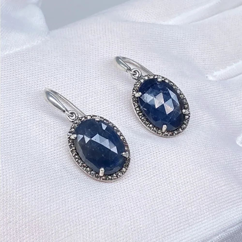 BAVNA Sterling Silver, Sapphire & Diamond Earrings